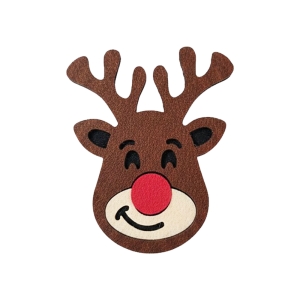 EMBLEMAT RENIFER FILCOWY BRĄZOWY 7,5x6,5cm