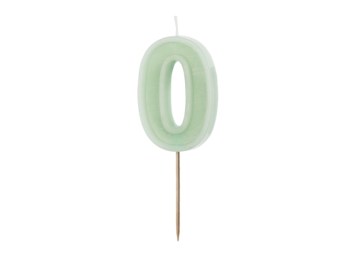 ŚWIECZKA CYFRA 0 PASTEL ZIELONA 6cm