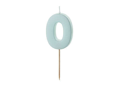 ŚWIECZKA CYFRA 0 PASTEL TURKUSOWA 5,5cm
