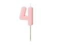 ŚWIECZKA CYFRA 4 PASTEL RÓŻOWA 5,5cm