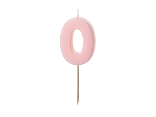 ŚWIECZKA CYFRA 0 PASTEL RÓŻOWA 5,5cm