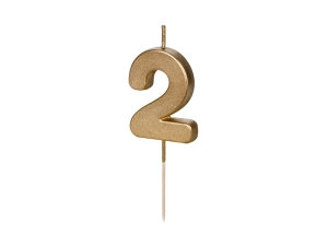 ŚWIECZKA CYFRA 2 CIEMNOZŁOTA 4,5cm