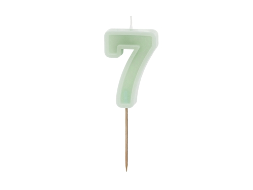 ŚWIECZKA CYFRA 7 PASTEL ZIELONA 6cm