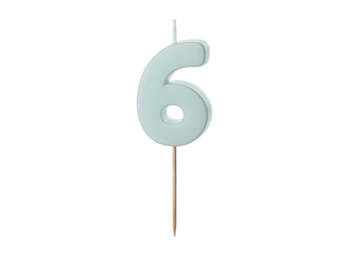 ŚWIECZKA CYFRA 6 PASTEL TURKUSOWA 5,5cm