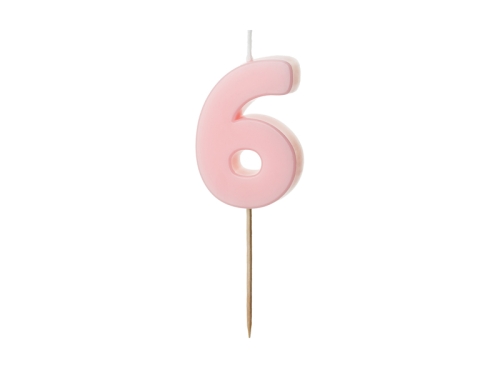 ŚWIECZKA CYFRA 6 PASTEL RÓŻOWA 5,5cm