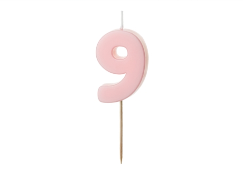 ŚWIECZKA CYFRA 9 PASTEL RÓŻOWA 5,5cm