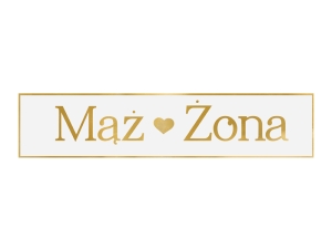 TABLICA REEJSTRACYJNA MĄŻ & ŻONA BIAŁO-ZŁOTA 59x11,5cm