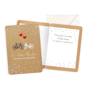 KARTKA ŚLUBNA W DNIU ŚLUBU ROWERY BRĄZOWA 17x12cm