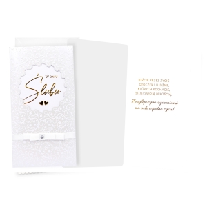 KARTKA ŚLUBNA W DNIU ŚLUBU KREMOWA 21x12cm