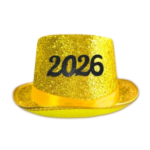 CYLINDER Z TASIEMKĄ NAPIS 2026 BŁYSZCZĄCY ZŁOTY