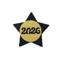 PRZYPINKA GWIAZDKA 2026 PIANKOWA CZARNO-ZŁOTA 7,5cm