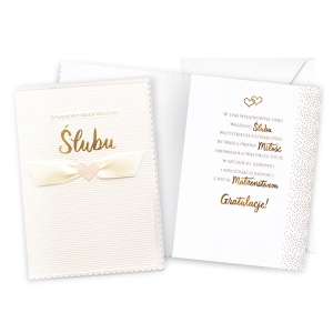 KARTKA ŚLUBNA WYJĄTKOWY DZIEŃ SERCE BIAŁA 17x12cm