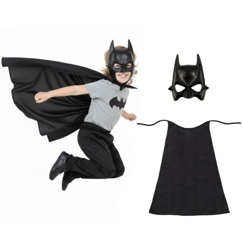 ZESTAW BATMAN CZARNY PELERYNA 75cm 2el