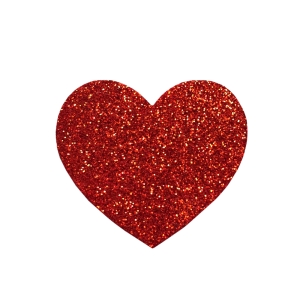 EMBLEMAT SERCE PIANKA BROKAT CZERWONY 6x5cm