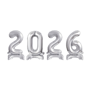 BALONY 2026 STOJĄCE SREBRNE 15'' 38cm 4el
