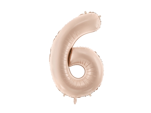 BALON CYFRA 6 CIEMNOBEŻOWY 28'' 72cm