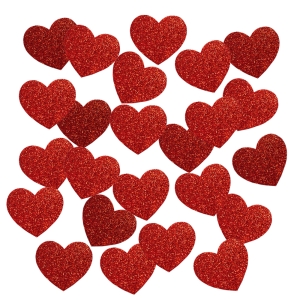 ZESTAW SERCA MAŁE PIANKA BROKAT CZERWONE 4x3,5cm 24szt