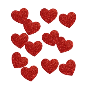 ZESTAW SERCA MAŁE PIANKA BROKAT CZERWONE 4x3,5cm 12szt