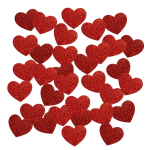 ZESTAW SERCA MAŁE PIANKA BROKAT CZERWONE 4x3,5cm 36szt
