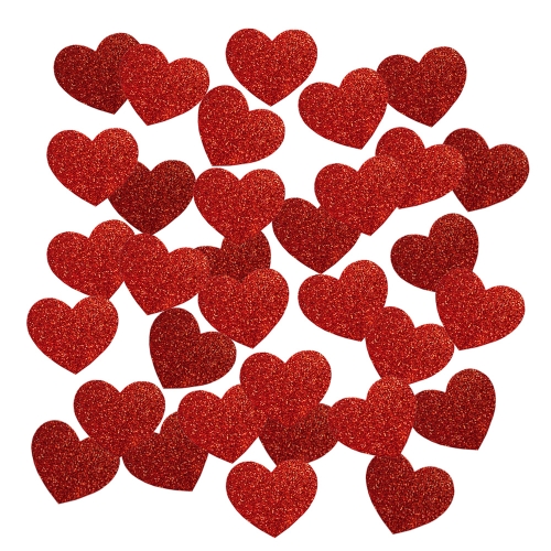 ZESTAW SERCA MAŁE PIANKA BROKAT CZERWONE 4x3,5cm 36szt
