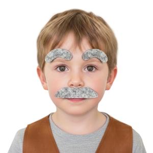 ZESTAW WĄSY I BRWI FILCOWE SIWE