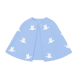 PELERYNA BOCIANY PONGEE BŁĘKITNA 98-110