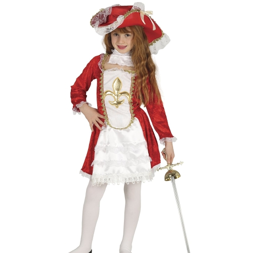 STRÓJ SUKIENKA MUSZKIETERKA BIAŁO-CZERWONA 110-115