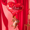 BALON PARTY PAL MIŚ Z SERCEM I LOVE YOU CZERWONO-BRĄZOWY 27'' 69cm