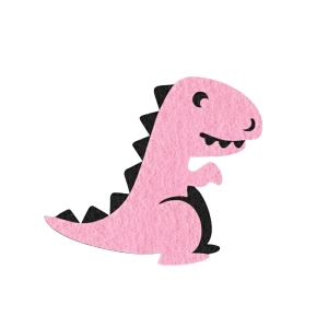 EMBLEMAT DINOZAUR FILCOWY RÓŻOWY 6,5x6cm