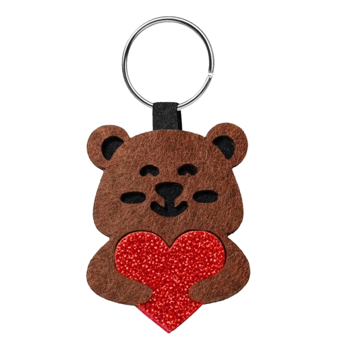 BRELOK MIŚ Z SERCEM FILC-PIANKA JASNOBRĄZOWA 6cm