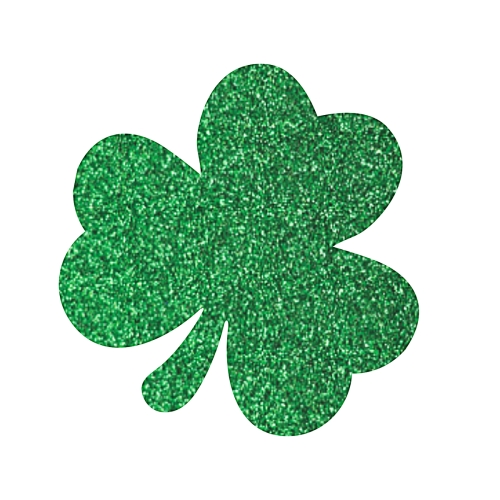 EMBLEMAT KONICZYNKA TRZYLISTNA PIANKOWA BROKAT ZIELONY 6x5,5cm