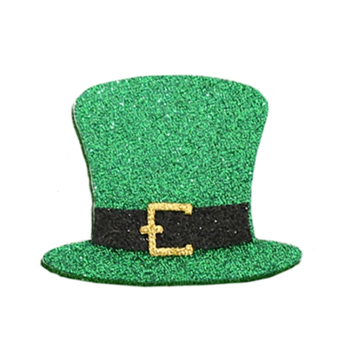 EMBLEMAT KAPELUSZ ŚWIĘTEGO PATRYKA PIANKA BROKAT ZIELONY 6cm