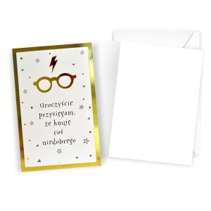 KARTKA ŻYCZENIA UROCZYŚCIE PRZYSIĘGAM HARRY POTTER BIAŁA 17x11cm