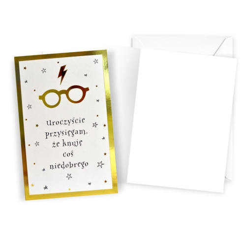 KARTKA ŻYCZENIA UROCZYŚCIE PRZYSIĘGAM HARRY POTTER BIAŁA 17x11cm
