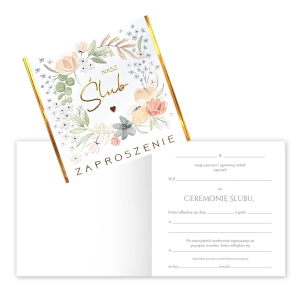 ZAPROSZENIA ŚLUBNE LISTKI KWIATY BIAŁE 5szt