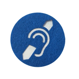 EMBLEMAT IKONA SŁUCHU FILCOWY NIEBIESKI 6cm