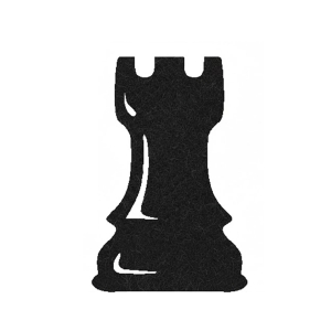 EMBLEMAT FIGURA SZACHOWA WIEŻA FILCOWA BIAŁO-CZARNA 6x4cm