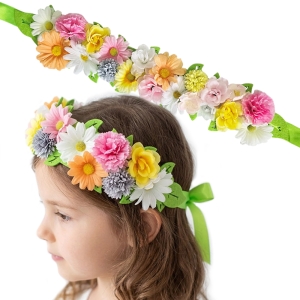 WIANEK OPASKA WIOSNA KWIATY SZEROKI PASTELOWY