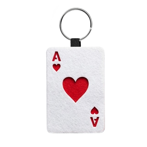 BRELOK KARTA AS KIER FILCOWY BIAŁO-CZERWONY 5,5x4cm