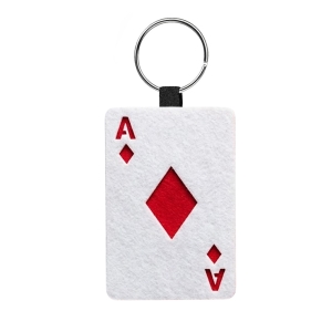 BRELOK KARTA AS KARO FILCOWY BIAŁO-CZERWONY 5,5x4cm