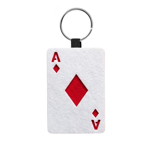 BRELOK KARTA AS KARO FILCOWY BIAŁO-CZERWONY 5,5x4cm