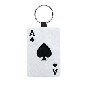 BRELOK KARTA AS PIK FILCOWY BIAŁO-CZARNY 5,5x4cm