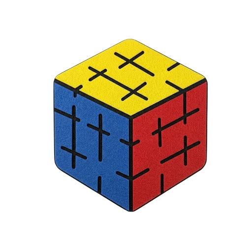 EMBLEMAT KOSTKA RUBIKA FILCOWY KOLOROWY 6,5x5,5cm