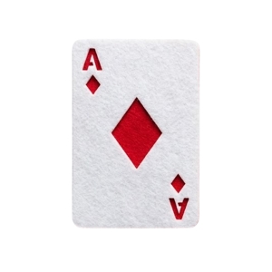 EMBLEMAT KARTA AS KARO FILCOWY BIAŁO-CZERWONY 5,5x4cm