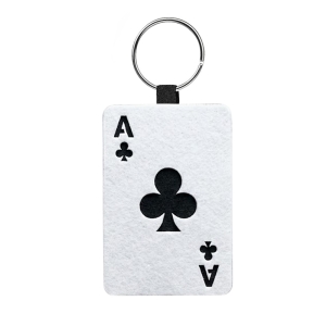BRELOK KARTA AS TREFL FILCOWY BIAŁO-CZARNY 5,5x4cm