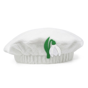 BERET KWIATEK PRZEBIŚNIEG POLAROWY BIAŁO-ZIELONY
