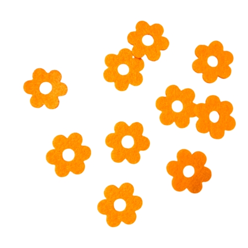 KONFETTI KWIATKI FILCOWE POMARAŃCZOWE 10szt