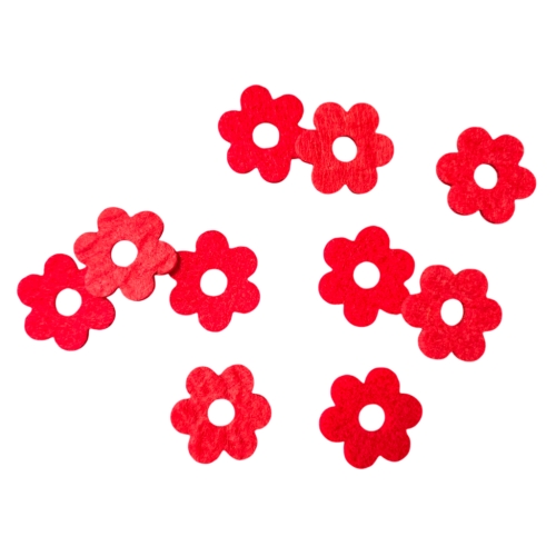 KONFETTI KWIATKI FILCOWE CZERWONE 10szt