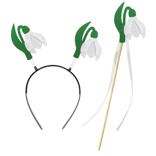 ZESTAW KWIATEK PRZEBIŚNIEG FILCOWY BIAŁO-ZIELONY 2el