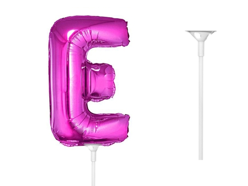 BALON LITERA E RÓŻOWY 14'' 36cm + PATYK